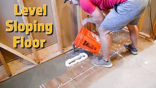 How To Level Your Floor with Self Leveling Concrete | Bathroom Remodel Part 3