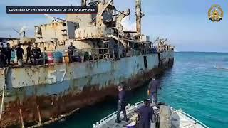 M/V Lapu Lapu approaches BRP Sierra Madre in the West Philippine Sea