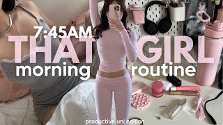 7:45AM "that girl" uni morning routine ⭐️ | workout, coffee, skincare, makeup
