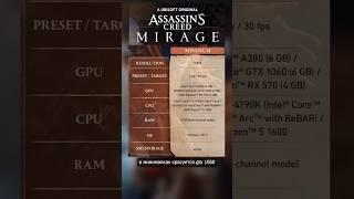 Системные требования Assassin's creed Mirage #игровыеновости #assassinscreed