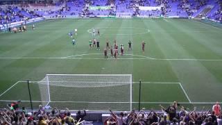 Hoist up the Watford Flag - Watford fans at Reading after last minute equaliser