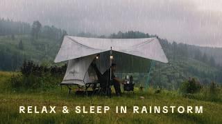 SOOTHING RAINSTORM SOUND️ Cozy, Soothing Sound of Rain on Tent (Solo Camping in Rain)