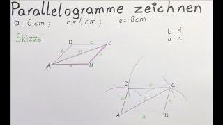 Parallelogramme zeichnen mit den Seiten a, b und der Diagonale e