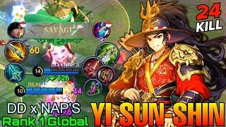 SAVAGE! Super Aggressive YSS 24 Kills! - Top 1 Global Yi Sun Shin by DD x NAP'S - Mobile Legends