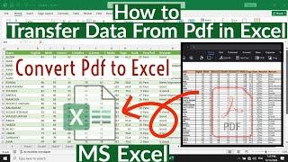 How to Transfer Data From Pdf in Excel | How to Convert Pdf to Excel | Copy Table From Pdf to Excel