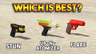 GTA 5 ONLINE : UP-N-ATOMIZER VS STUN GUN VS FLARE (WHICH IS BEST?)