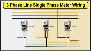 how to make 3 phase line single phase meter wiring diagram | energy meter