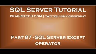 SQL Server except operator
