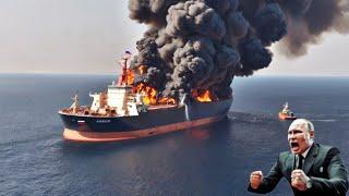 happened 2 minutes ago! a large Russian ship carrying millions of tons of ammunition was destroyed