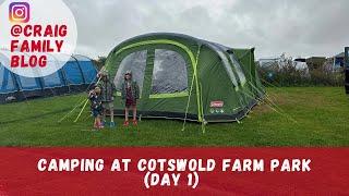 Day 1 - Camping at Cotswold Farm Park in Coleman 6XL Weathermaster Air Tent