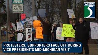 Protesters, supporters square off during vice president’s mid-Michigan visit