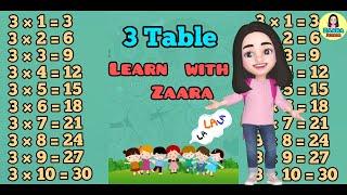 3 Table song Multiplication, Table of Three 3 Tables Song Multiplication Time of tables -MathsTables