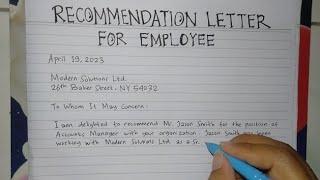 How to Write A Recommendation Letter for Job Employee Step by Step | Writing Practices