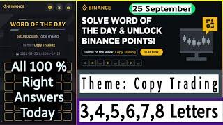 Wodl 25 September | Copy Trading WOTD | Binance word of the day | Binance Wodl answer today