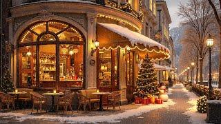 Christmas Jazz Music 2025 with Snowfall for Unwind, Study  Cozy Christmas Coffee Shop Ambience