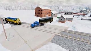 Sami truck hit at the railroad by train Flatbed Truck Hits 100 MPH in BeamNG!"