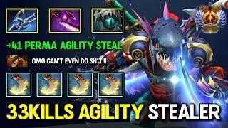 WTF 33KILLS AGILITY STEALER Slark +41Perma AGI Steal Harpoon + Silver Edge Build 7.37 DotA 2