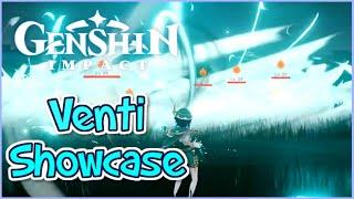 VENTI SHOWCASE - SKILLS & ELEMENT COMBOS || Genshin Impact Gameplay PC