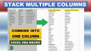 Stack Combine Multiple Columns Excel VBA Macro