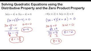 Solving Quadratic Equations Using the Zero Product Property