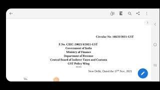 Clarification on GST refund related issues (GST Circular No. 166/22/2021 dated 17 Nov 2021)