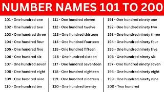 101 to 200 number names | number in words 101 to 200 with spelling in english | 101 to 200