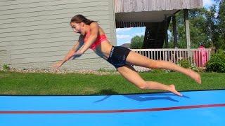 STICK IT GYMNASTICS CHALLENGE ON SLIP N SLIDE! | TheCheernastics2