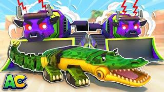 Bulldozer Bull evil CLONES destroy the city! Help, CROCODILE CAR! | Cars & Trucks Rescue Squad