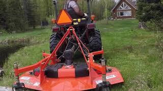 #162 kubota B2601. LandPride FDR1660 Finish Mower. First Cut. outdoor channel.