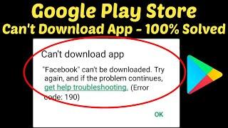 How To Fix Can't Download App Google Playstore || Fix Error code 190 Play Store - Error code 190