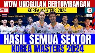 WOW PENUH KEJUTAN‼️ UNGGULAN BERTUMBANGAN.!! Hasil Lengkap Semua Sektor Babak 16 Besar Korea Masters