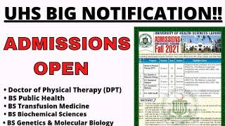 UHS ADMISSIONS OPEN! Fall 2021 Admissions Open! Apply now! | Uhs latest news