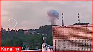 Footage of moment of Ukrainian drone strikes on gunpowder factory in Russian territory is released