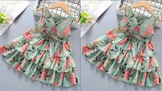 3 layered baby frock cutting and stitching/4-5 year old girl dress design