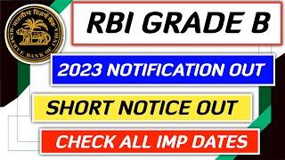 RBI Grade B 2023 Short Notification Out