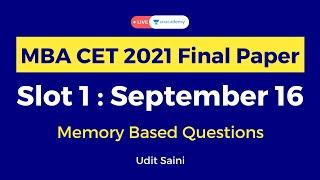 MBA CET 2021 Question Paper Analysis | Slot 1 | 16th September | Memory Based Questions in MAH CET