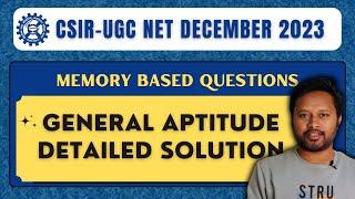 CSIR Dec 2023: General Aptitude | Memory Based | Detailed Solution | All 'Bout Chemistry