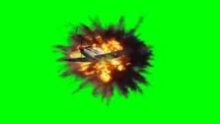 Airplane explode in the Air with sound - action movie green screen - free use