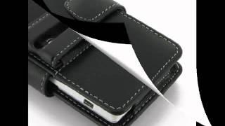 PDair Leather Case for Sony Xperia J ST26 - Horizontal Pouch Type (Black)