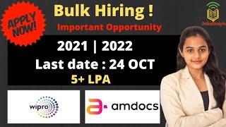 Wipro | Amdocs OFF Campus Hiring 2021| Best Opportunity| Batch 2021/22| Salary 5+ LPA| How to Apply?