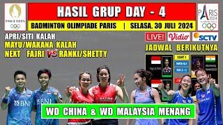 Hasil Badminton Olimpiade Paris 2024 Hari Ini Day 4 ~ APRI/SITI Kalag Lagi ~ Unggulan 1 Menang