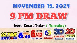 Lotto Result Today 5pm draw November 19, 2024 6/58 6/49 6/42 6D Swertres Ez2 PCSO