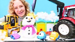 Nicole und die kleinen Autos bauen einen Schneemann - Der Schneepflug rettet die kleinen Autos