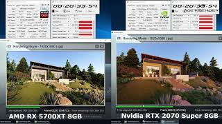 Lumion 8 Exterior Render Time AMD RX 5700XT vs Nvidia RTX 2070 Super