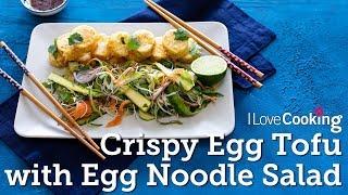 Crispy Fried Egg Tofu with Rice Noodle Asian Salad by Kwanghi Chan