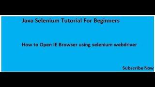 How to Launch Internet Explorer using Selenium WebDriver