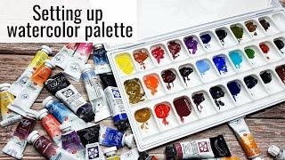 Watercolor palette set up / Filling Mijello 33 wells airtight palette