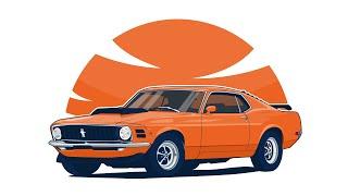 Inkscape : Car Vector Illustration | 1970 Ford Mustang Boss 429  (Speedart)