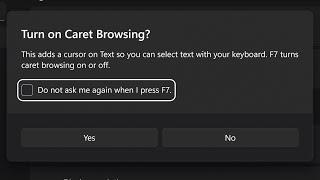 Windows 11: Caret Browsing