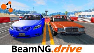 DRAG RACING: Toyota Camry V8 sport against Mercedes E230 | BeamNG DRIVE